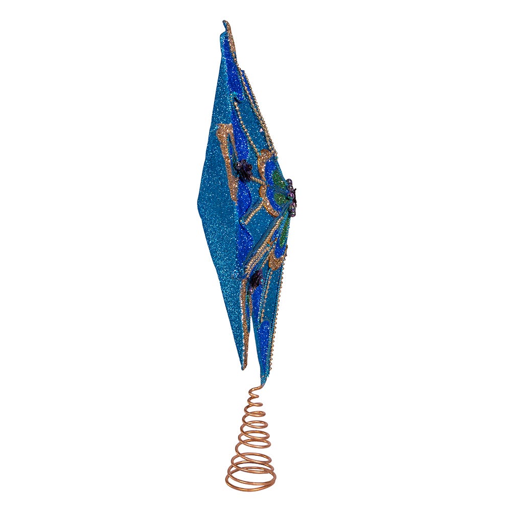 Kurt Adler 16-Inch 10-Point Peacock Glitter Treetop